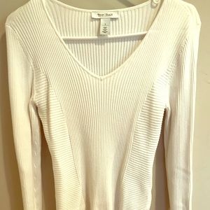WHBM basic white V-neck sweater
